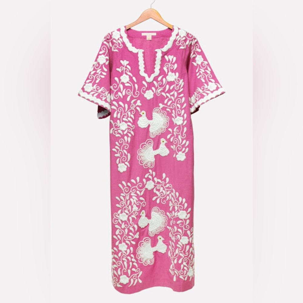 Frances Valentine Pink and White Embroidered Dress
